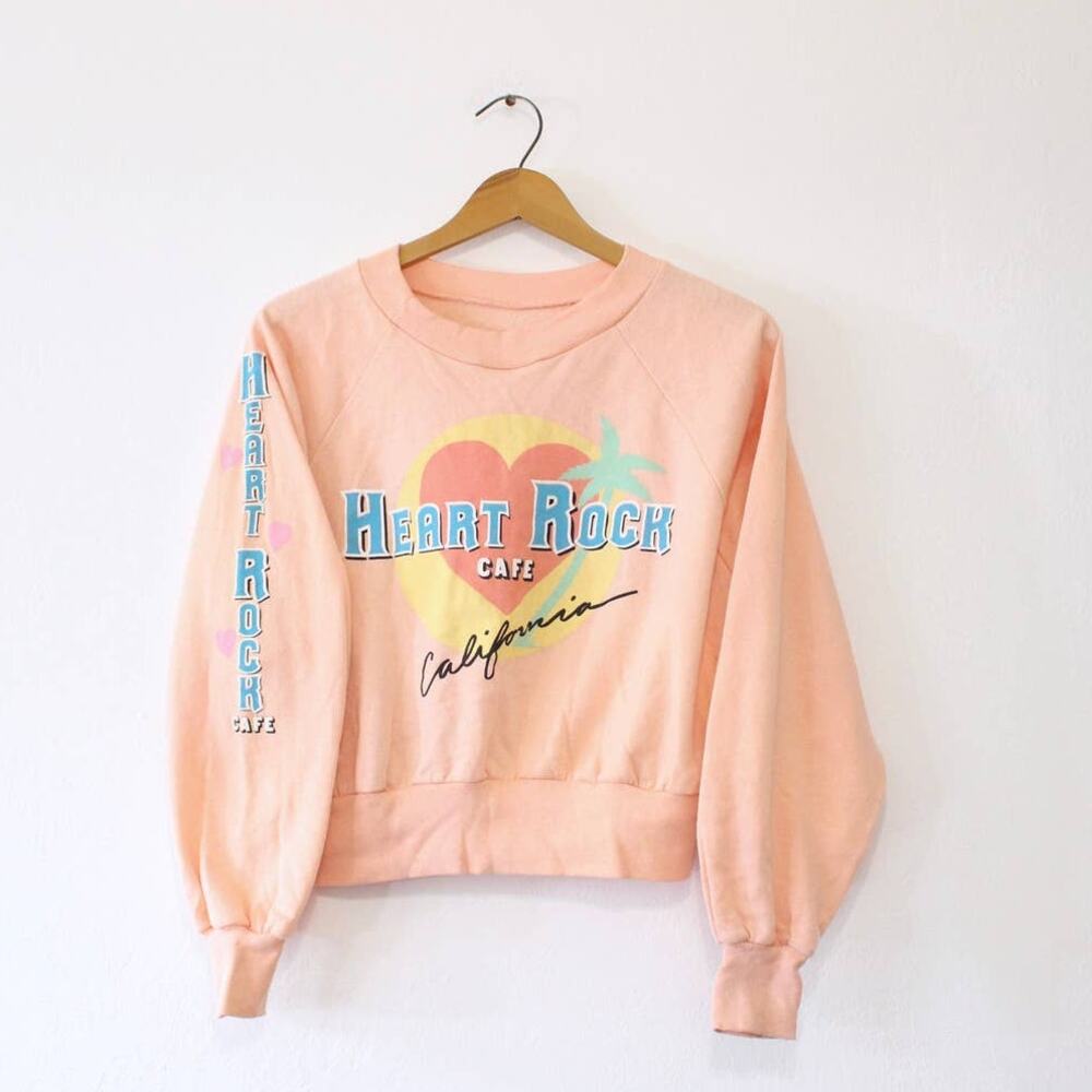 Vintage Heart Rock Cafe California Cropped Sweatshirt Large